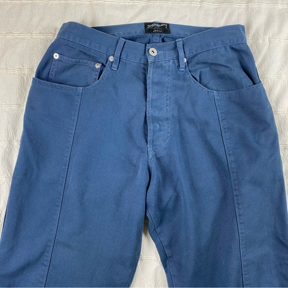 STUSSY Cropped Pants Women' Size Small 28x28 Straight Leg 100% Cotton Blue - Picture 2 of 15